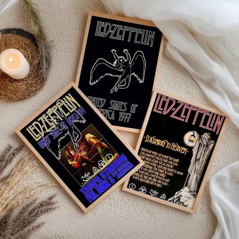 Rock Band L-Led Z-Zeppelin Poster Stickers Self-Adhesive Painting Mural Decor Wall Decals for Bedroom Living Room Home HD Gift