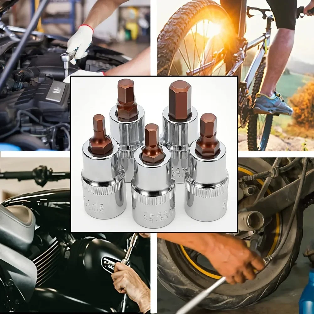 1/2‘ Drive Hex Bit Sockets 4-14mm Durable DisassemblyTool Socket Metric Portable Joint Hexagonal Remover Repair Tools