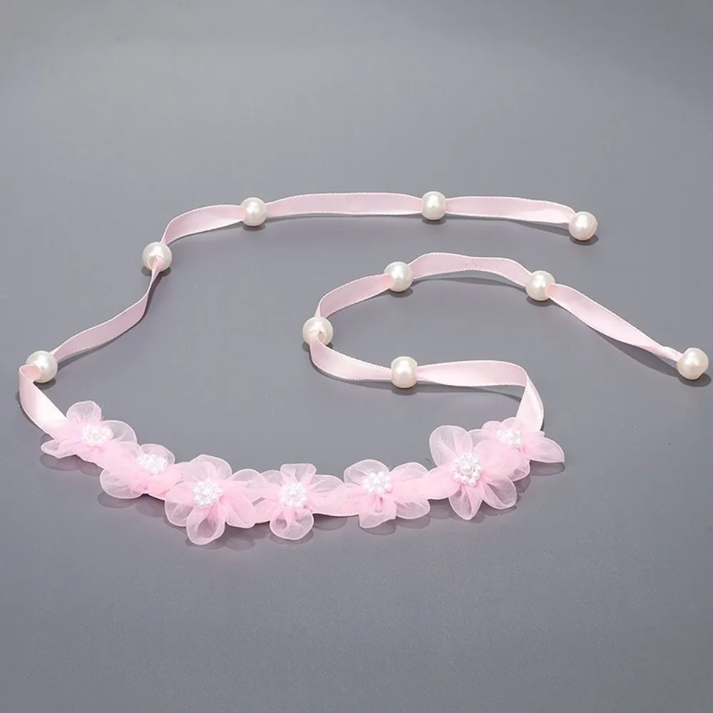 

Faux Pearl Flower Headband Internet Red Handmade Flower Pearl Hairband Ethereal Children Flower Wreath
