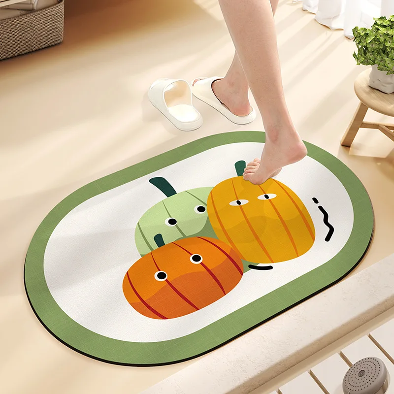 

Cartoon Pumpkin Bathroom Absorbent Floor Mat Household Diatomaceous Earth Absorbent and Easy To Maintain Foot Mat