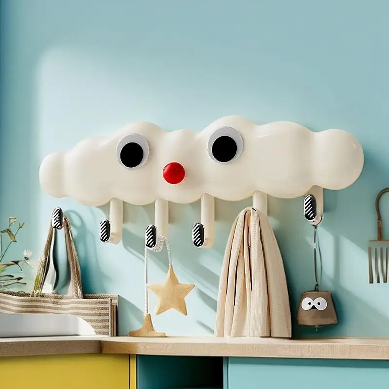 Cute Cloud-Shaped Over-the-Door Clothes Hanger Multipurpose Wall-Mounted Hook For Bathroom And Kitchen Non-Punching Door Back