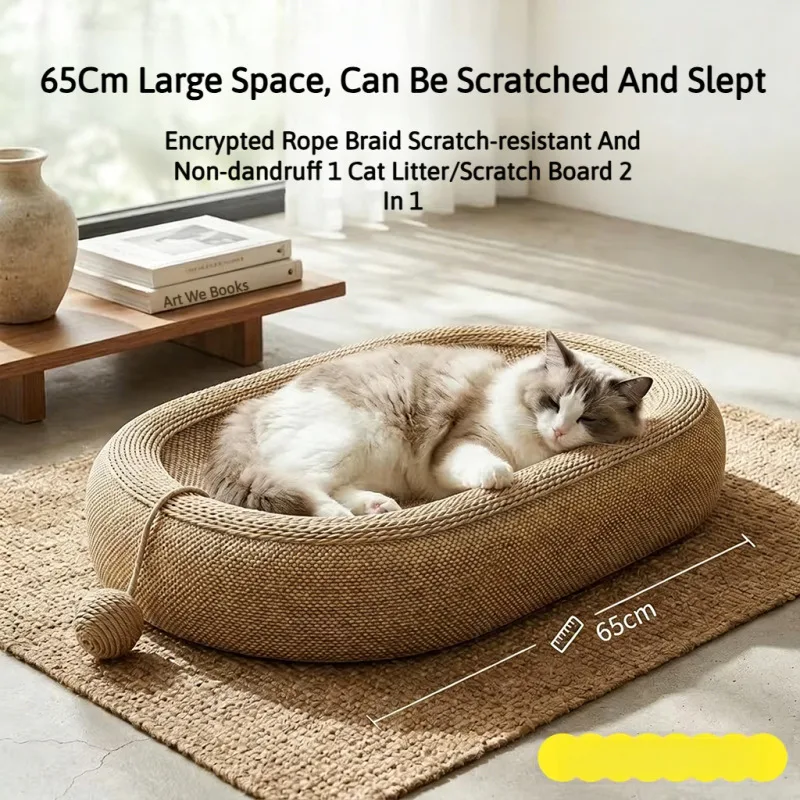Large Round Cat Scratching House Extra Large Cat Scratcher Furniture Sisal Rope Circular Cat Hideaway Bed For Adult Kittens