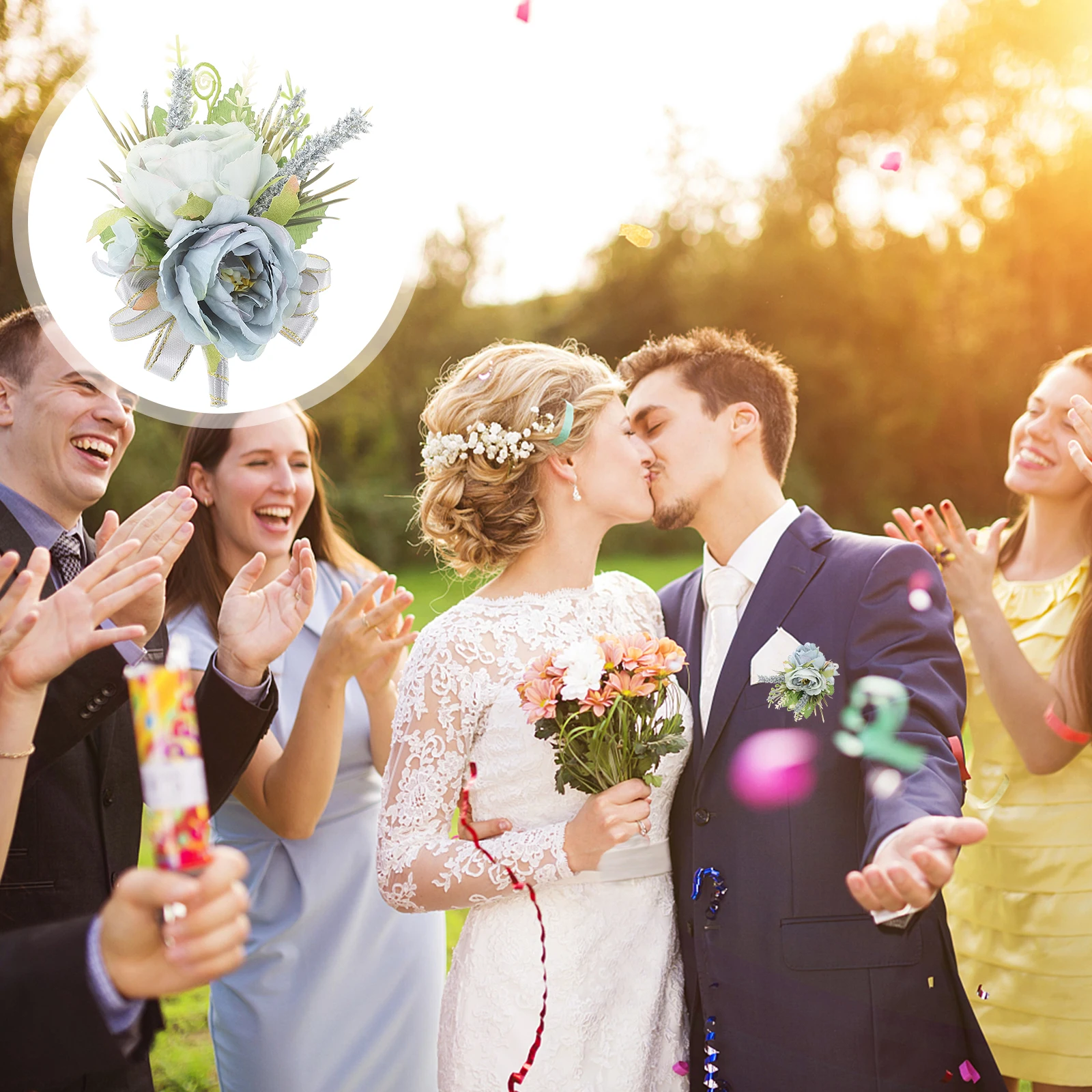 

Corsage Bridesmaid Boutonniere Bouquets for Wedding Wrist Artificial Groom Cloth Decoration Men