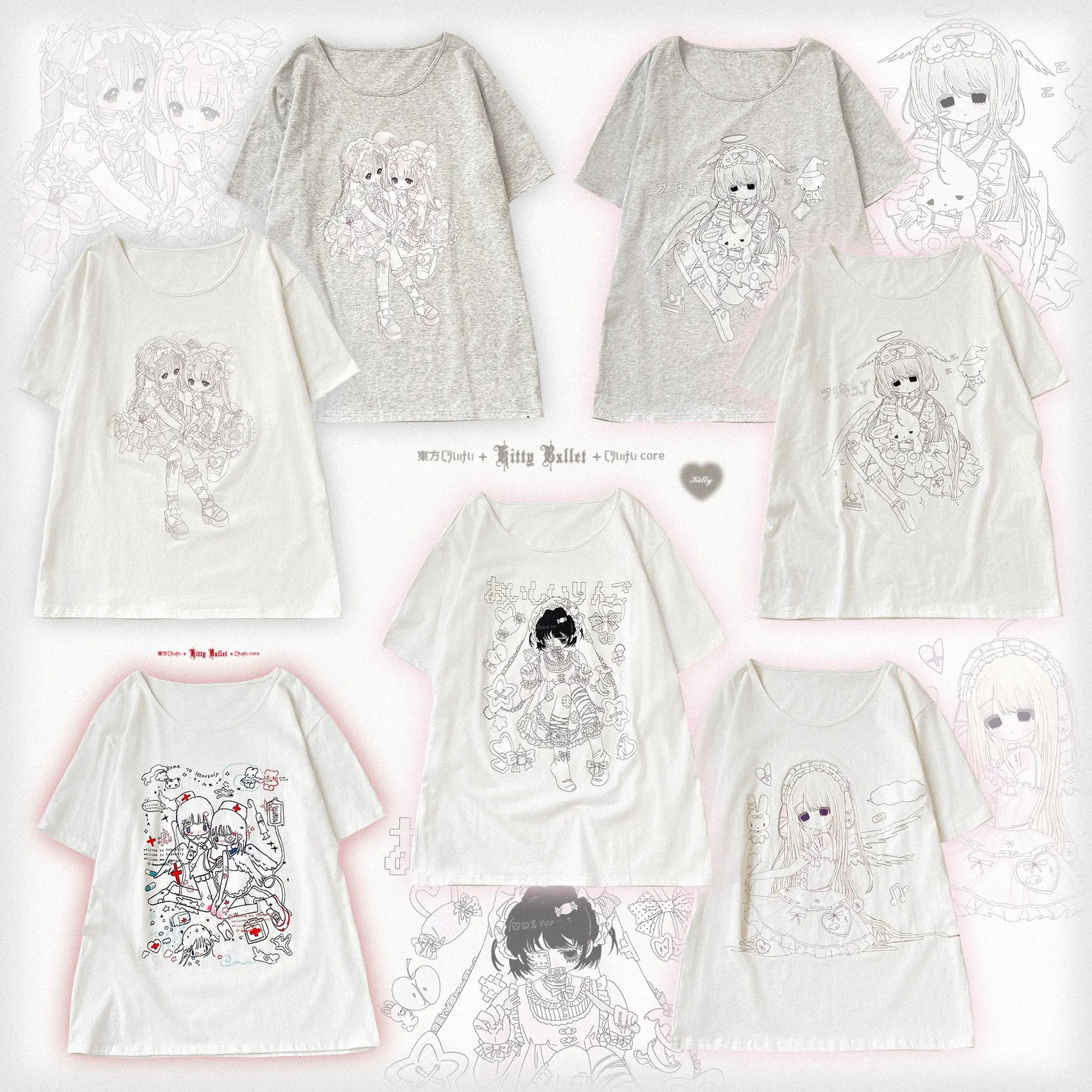 Japanese Style Subcultural Patterns Printed Women T-shirt Round Neck Pullover Top Mid-long Y2k Spice Girls Short Sleeve Tees