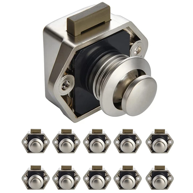 10Pcs Car Push Lock RV Caravan Boat Motor Home Cabinet Drawer Latch Button Locks Furniture Door Lock Hardware-AB09