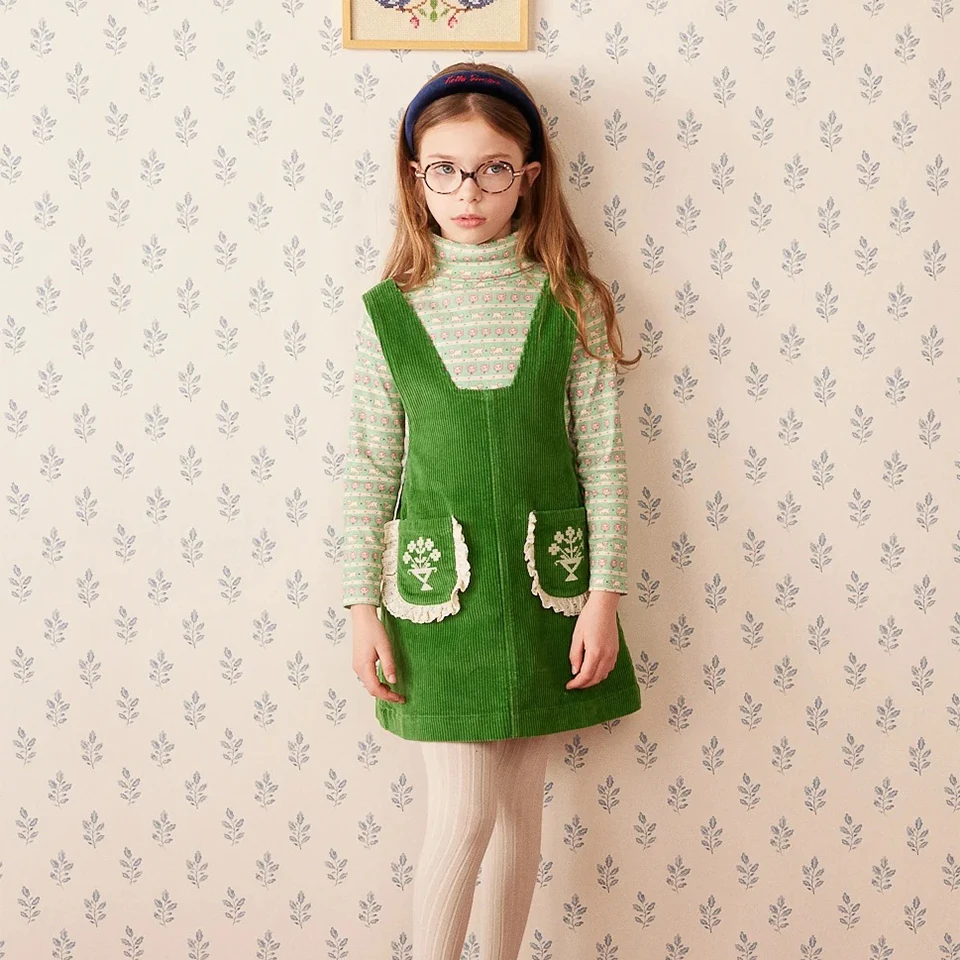 Children Clothes HE Girls Coat Knitted Cardigan Sweater Vest Shirt Denim Pant Cartoon Printed Suspender Skirt Jacquard Knitwear