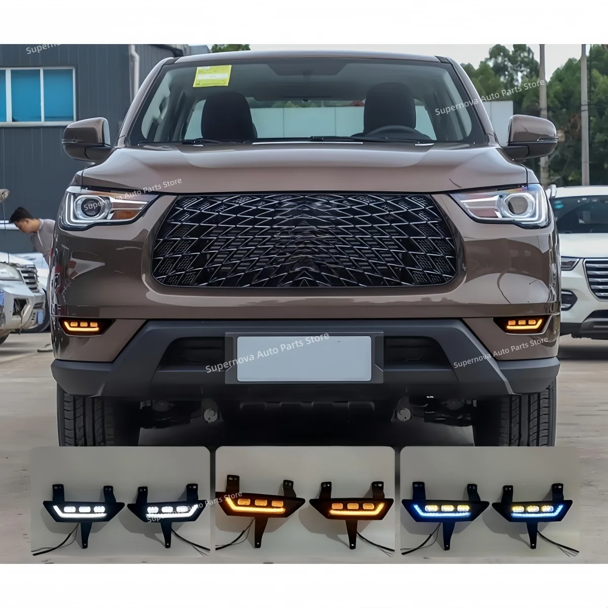 Fit for Gwm Poer 2019-2022 Daytime running light Modification LED Front fog lamp Decorative lights Three colors Automobile parts