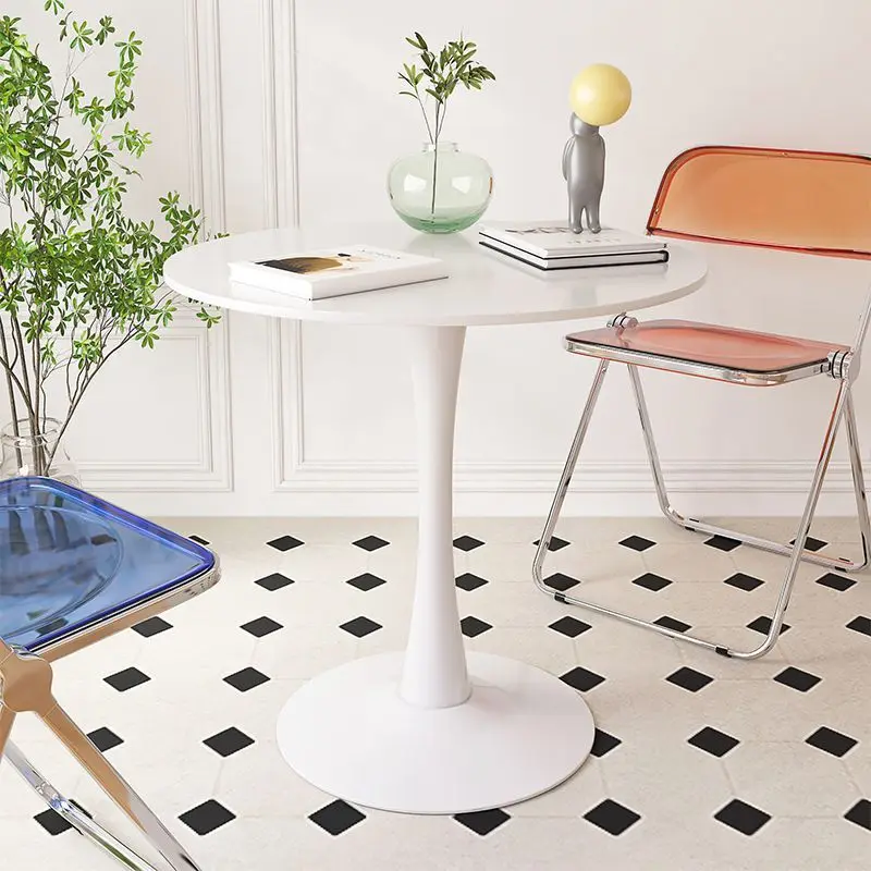 dining table, white Nordic coffee table, milk tea shop, table negotiation, table and chair combination, tulip round table