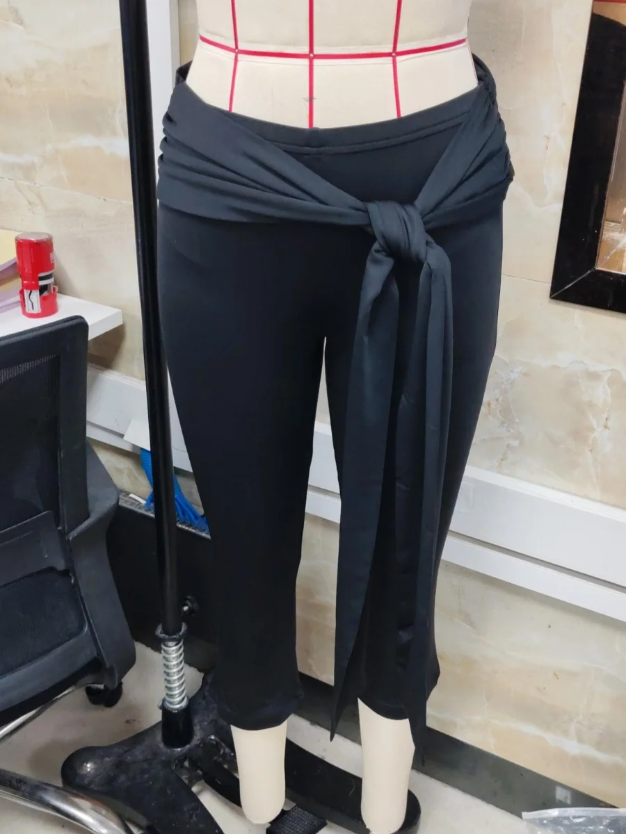 Vrouwen Y2k Polka Dot Gedrukt Capri Leuke Laagbouw Stretchy Cropped Broek Zijvlinderdas Skinny Capri Legging Uitgaan