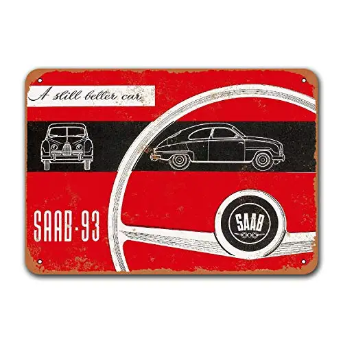 Dorm Home Restaurant 1956 Saab 93 Old Car Tin Sign Vintage Metal Bar Poster Bar Man Cave Wall Decor 12x8 inches