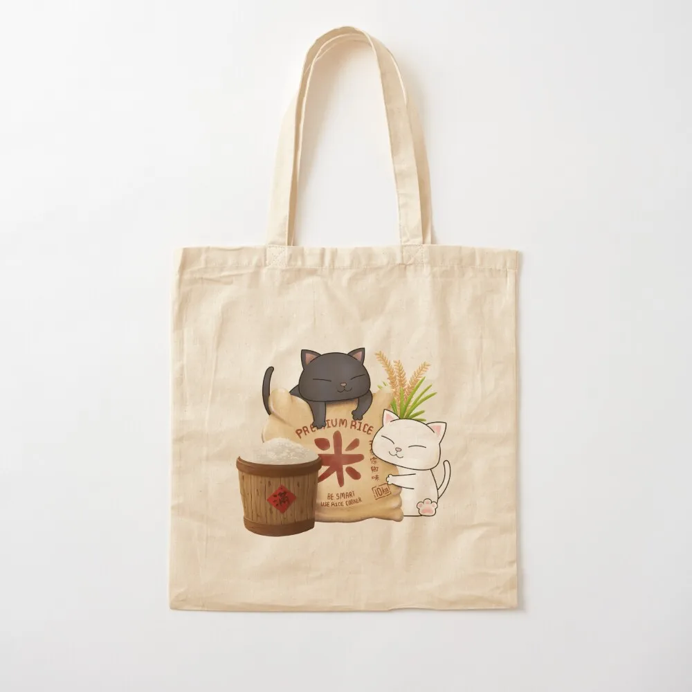 

Chubby Cat Rice Lover Tote Bag Shopper bag screen men's Canvas