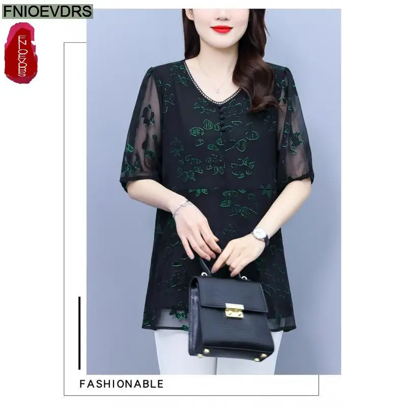 L-3XL Loose Clothes 2024 Women European Fashion Elegant Black Shirt Printing Casual Tunic Belly Peplum Tops And Blouses