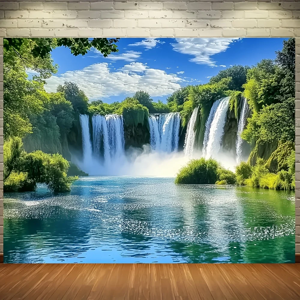 Stunning Waterfall Landscape Wall Mural Waterproof Home Decor Wallpaper for Living Room Bedroom Bathroom