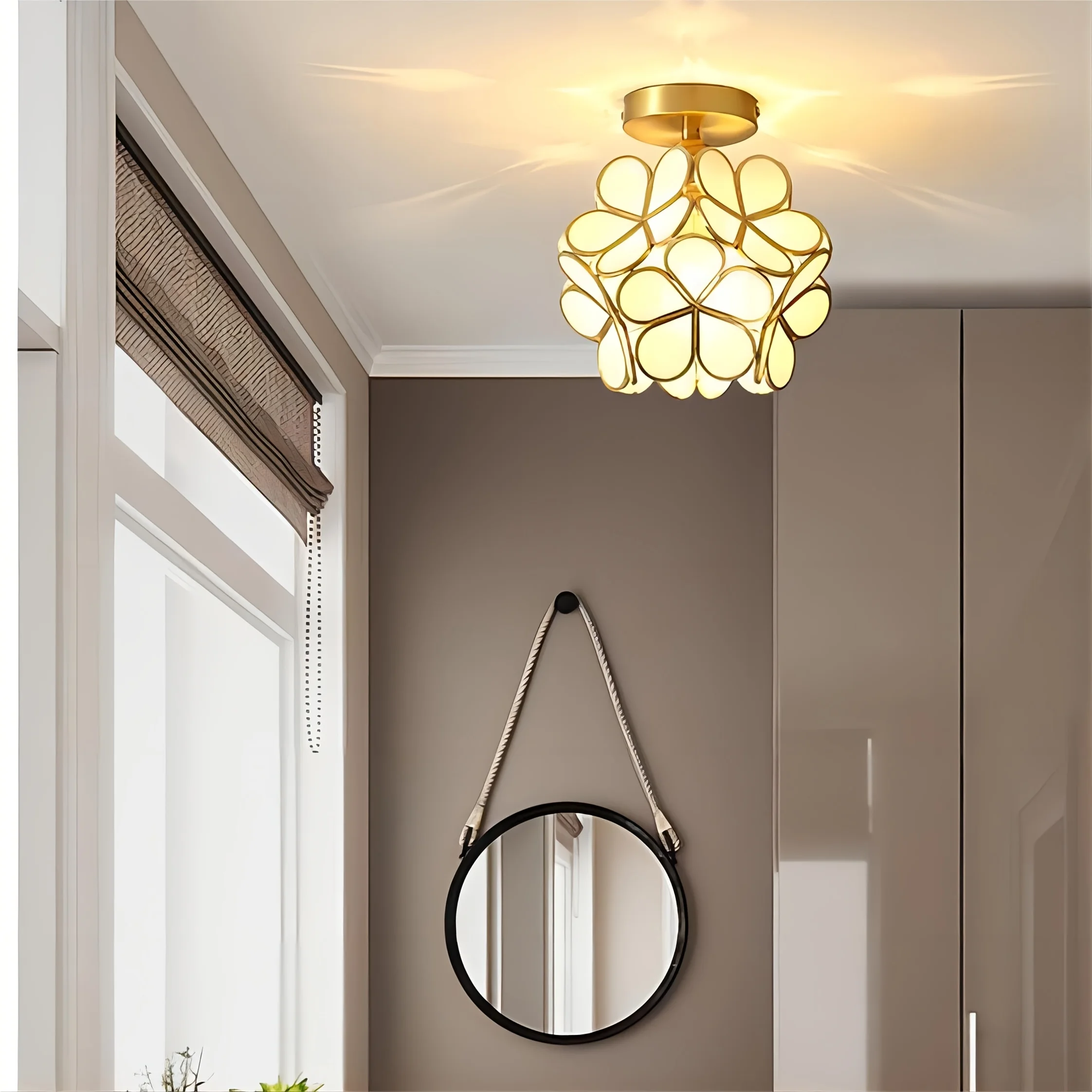 Modern Lighting Fixtures 20cm Petal Ceiling Lights Luxury Metal Ceiling Lamps Petal Flower Design Semi Flush Ceiling Chandeliers