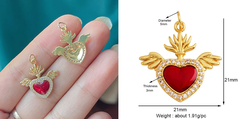 Pendentif Vintage Victorien Cabochon Cœur Avec Cristaux Couleur Bronze - Modèle /186 - Occasion