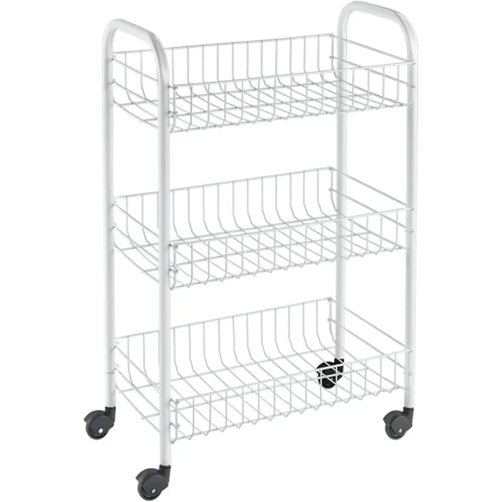 

White Metal 3-Tier Service Cart, 23 x 41 x 63 cm