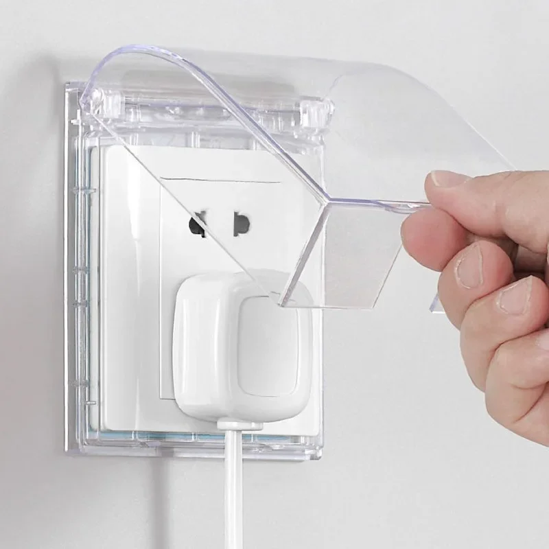 Portable Self-Adhesive Switch Protective Cover Waterproof Kids Safety Electric Plug Cover Power Outlet Socket Protector