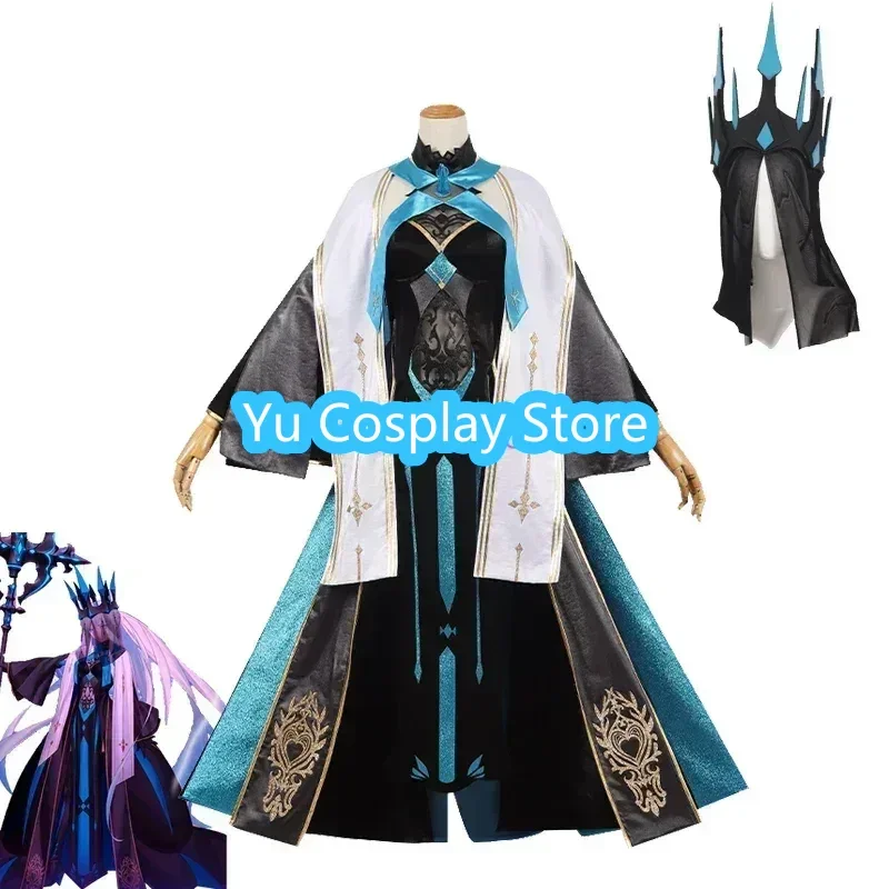 Game FGO Winter Queen Morgan le Fay Cosplay Costume Fancy Party Dress With Crown Halloween Carnival Uniforms Custom Made