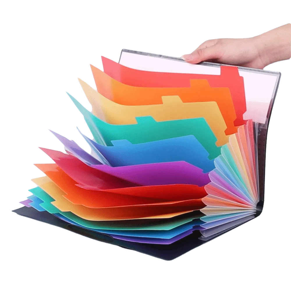 

High Quality 13 Pockets Expanding File Folder PP Rainbow Inner Page A4 File Organizer Portable Organ Bag School Office