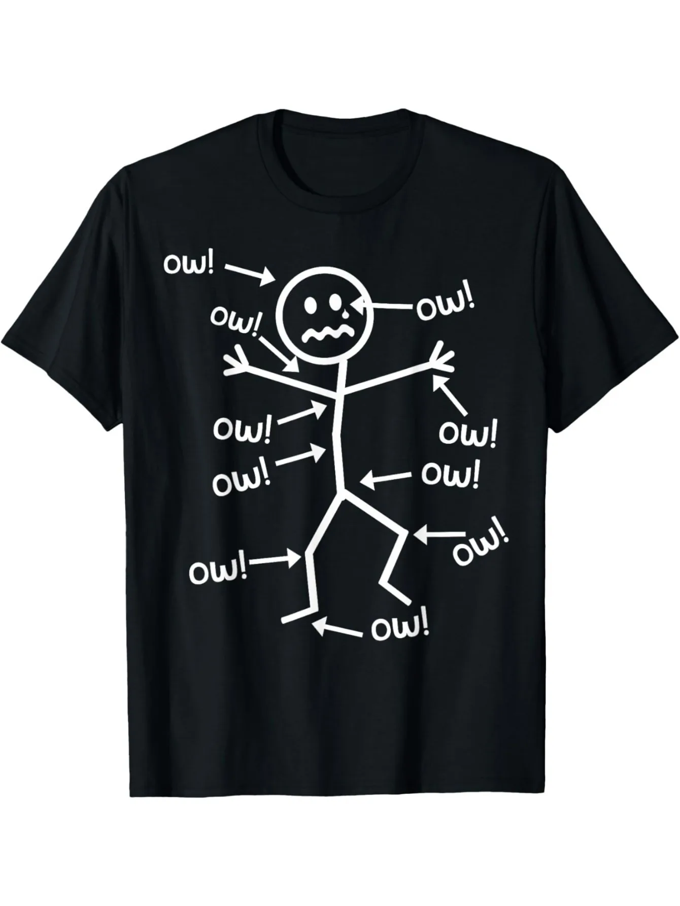 A Distressed Stick Figure Surrounded By Multiple OW Men's Tracksuit T-shirt Cotton Casual Sportswear Crew Neck Short Sleeve Tops