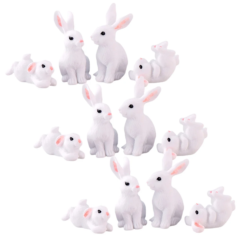 

12Pcs Resin Animal Miniature Rabbit Statues for Outdoor Garden Micro Landscape Small Bunny Decoration Miniature Rabbit Decor
