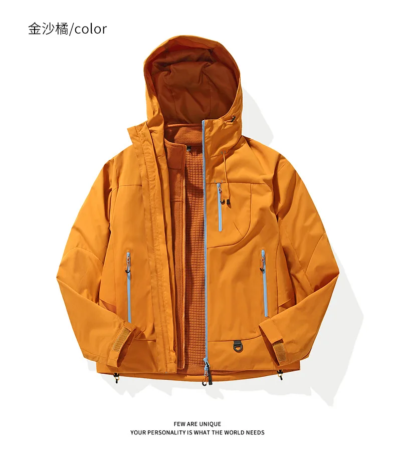 Wind- und wasserdichte Outdoor-Jacken zum Wandern, Camping, Angeln, Bergsteigen, mit Fleece gefütterte, wind- und wasserdichte Mäntel – Detail 27