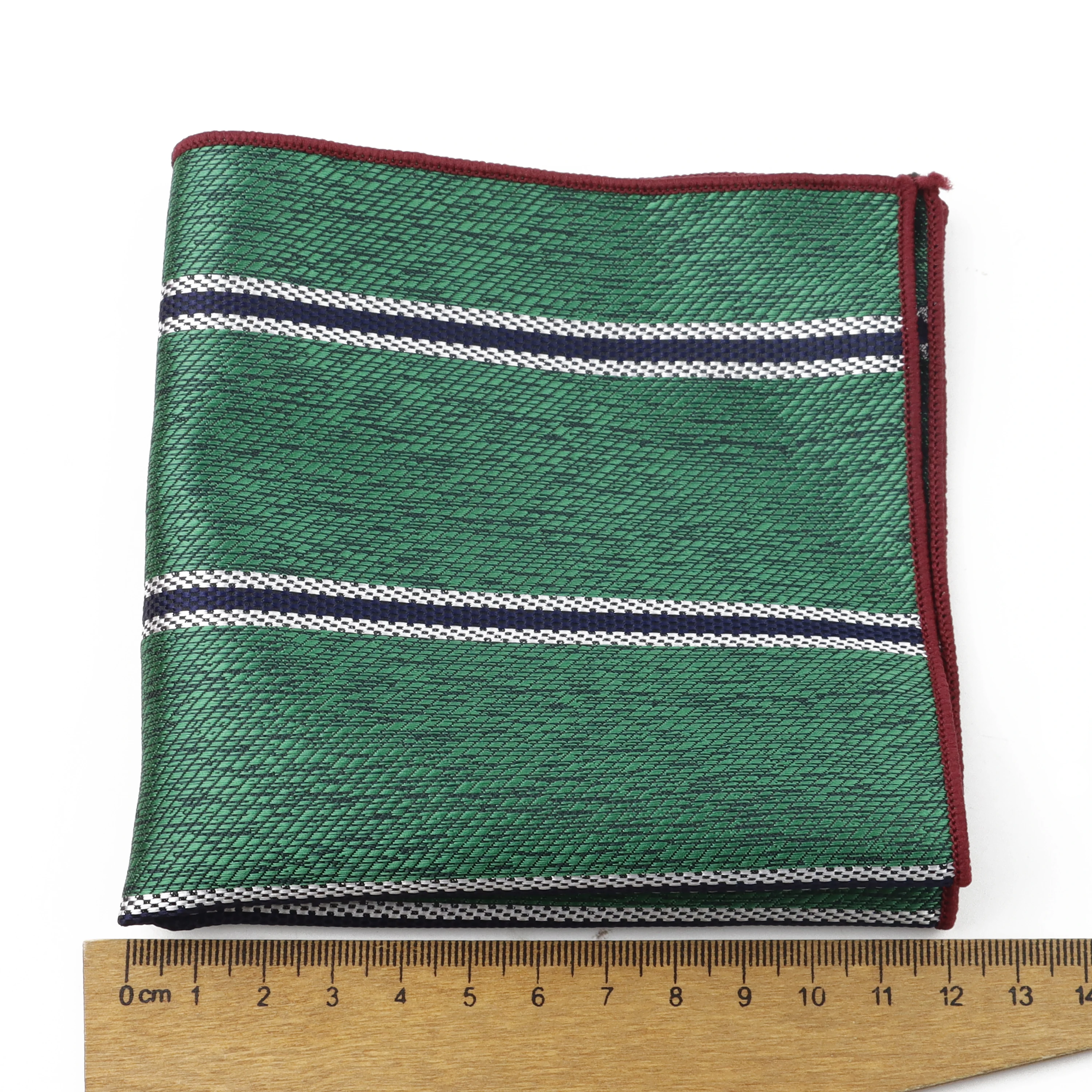 New Design Striped Dot Solid Color Handkerchief Jacquard Woven Red Blue Brown Polyester Pocket Square Suit Chest Towel Gift