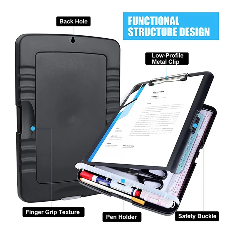 Clipboards With Heavy Duty,8.5X11clip Boards With Low Profile Clip,Side Opening,A4 Size For Office, School And Home