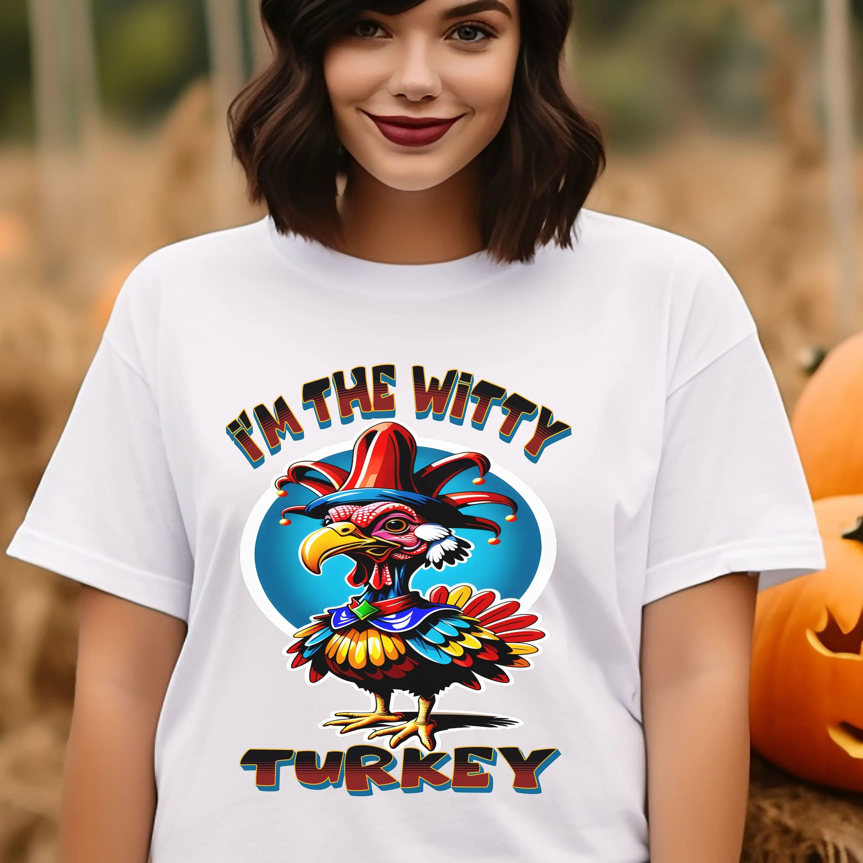 Witty Turkey Jester Illustration for Festive Fun and Laughter I'm the funny Thanksgiving gift idea T shirt