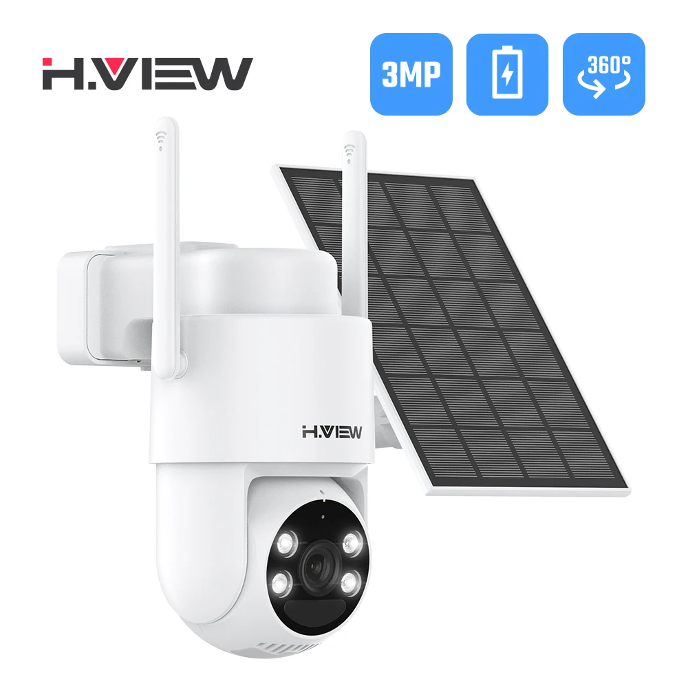 

H.VIEW PIR Battery Powered Camera Wireless Outdoor,2K 3MP PTZ WiFi Security Camera with Spotlight Siren, 2-Way Audio, Waterproof