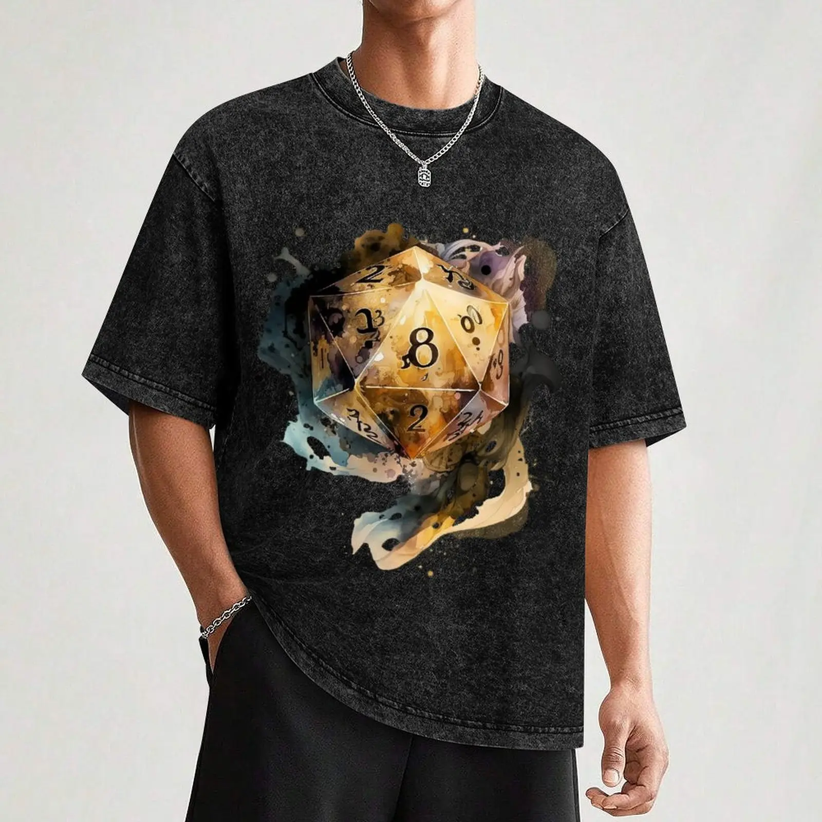D&D d20 watercolor illustration T-Shirt Anime t-shirt shirts graphic oversize t-shirts man mens graphic t-shirts hip hop