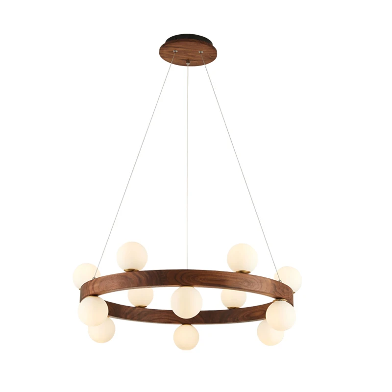 round walnut chandelier lampadas de vidro pendurado lampada led modern pendant light para sala quarto sea modern estilo droplight 01