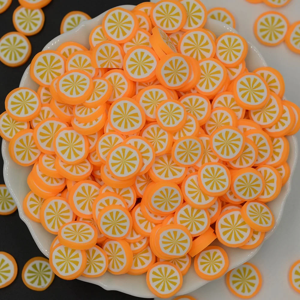 100G/Lot 10mm Polymer Clay Lemon Fruits Sprinkles Lovely Confetti for Crafts Making, DIY