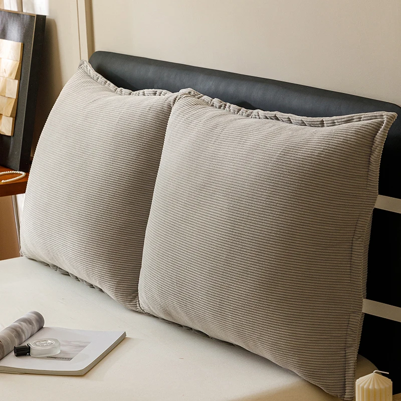 

New Retro Fluffy Corduroy Soft Cushion Bedside Soft Packable High Support Detachable Washable Plumpness Thick Stripes 3D Feeling