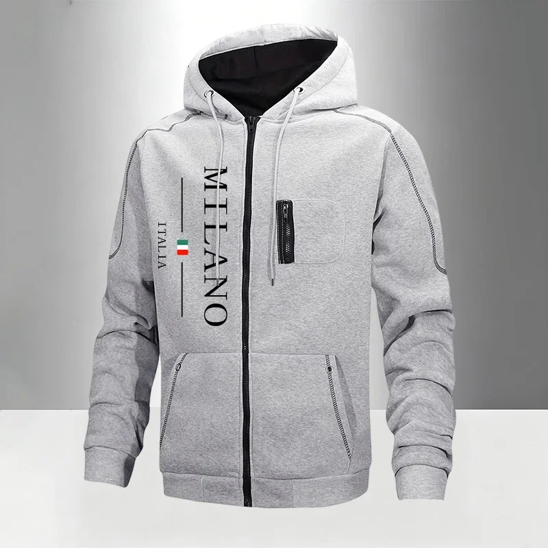 italy Fashion Men's Set/Coat/Pants Autumn Winter Daily Casual Sports Zipper Tracksuit Outdoor Motorcycle Warm Hoodies Outfits view 6