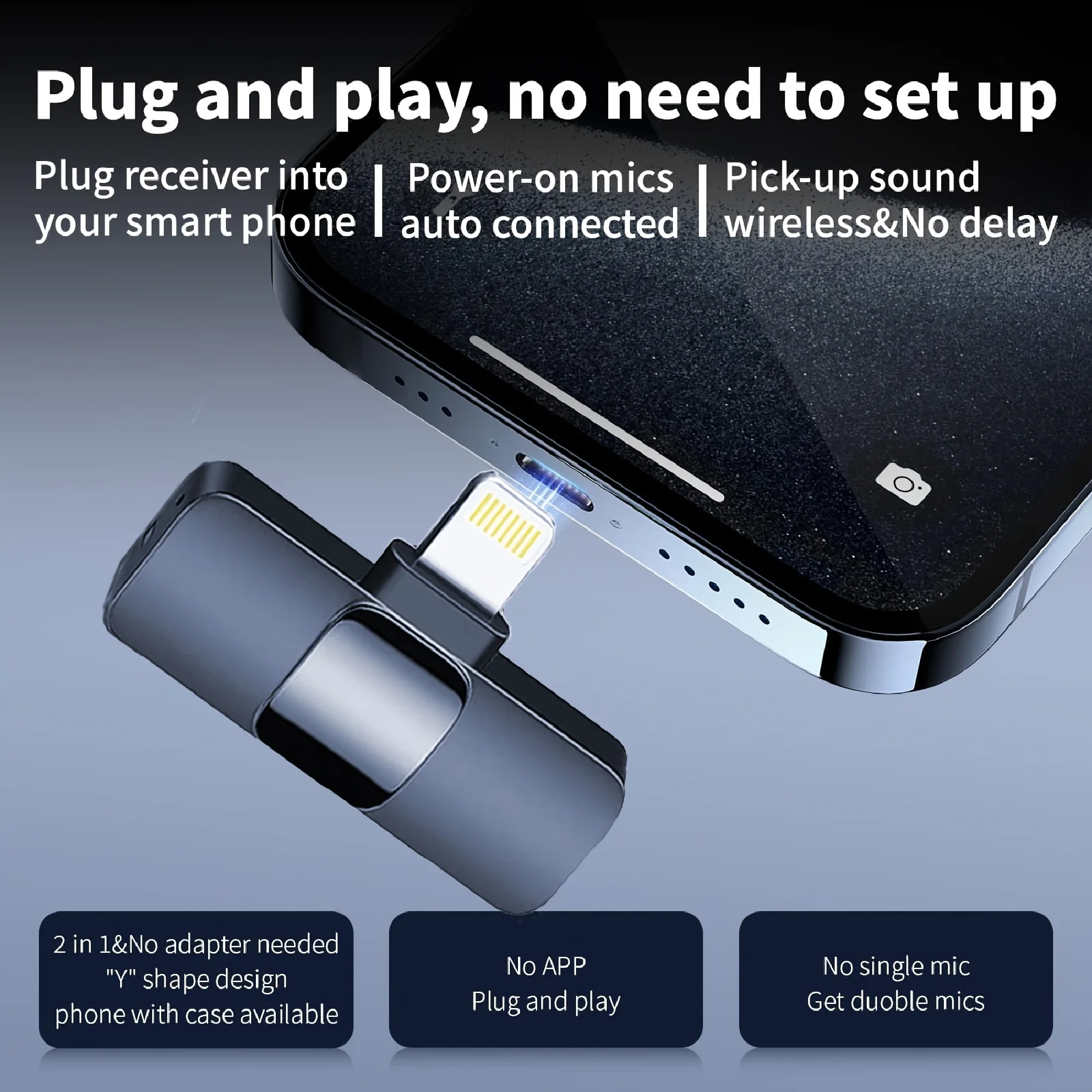 ميكروفون Beekinn اللاسلكي - USB-C قابل لإعادة الشحن، 2.4 جيجا هرتز، التوصيل والتشغيل، مناسب لأجهزة iPhone وiPad وAndroid والصوت