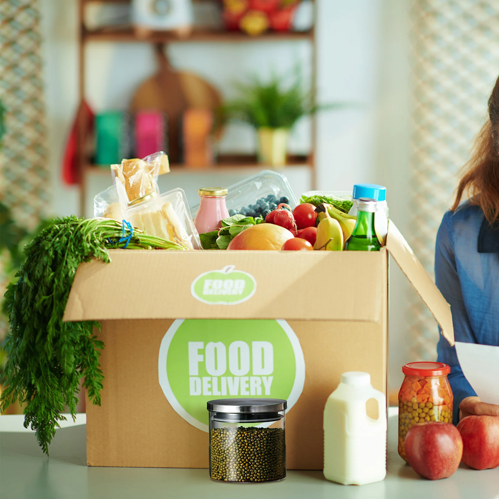 

Reusable Glass Food Storage Jar with Airtight Lid Transparent Wide Mouth Container for Pantry Organization Spice Tea Candy