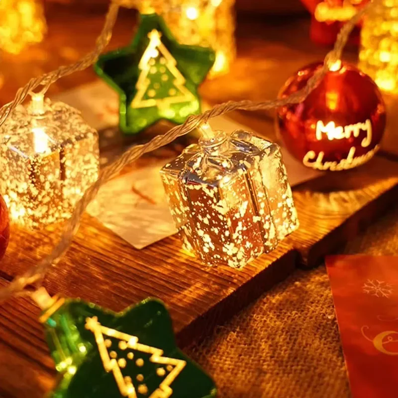 Luz de natal corda doce cana santa cluas boneco de neve lâmpada árvore de natal cordas de luz pendurado ornamentos feliz natal decoração 2025