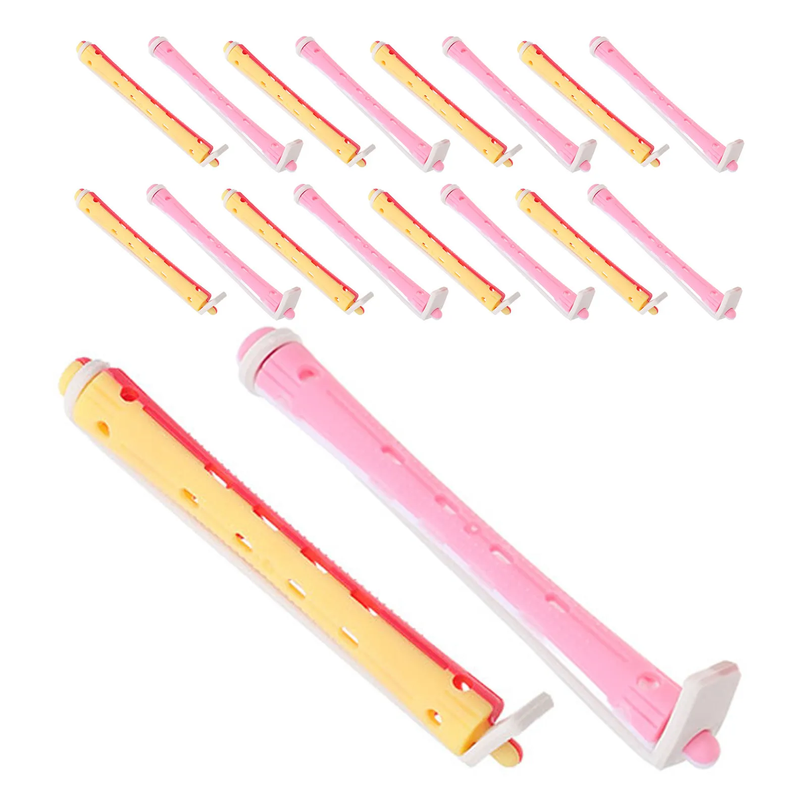 24Pcs Perm Rods Hair Curlers Plastic Rollers Cold Perm Curling Rods No Heat Curling Tools Professional Hairdressing Rod Set