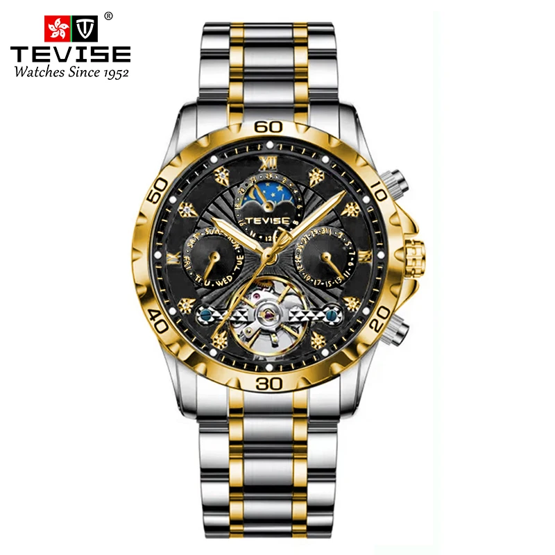 TEVISE Automatic Mechanical For Men Waterproof Luminous Business&Fashion Stainless Steel Wristwatch