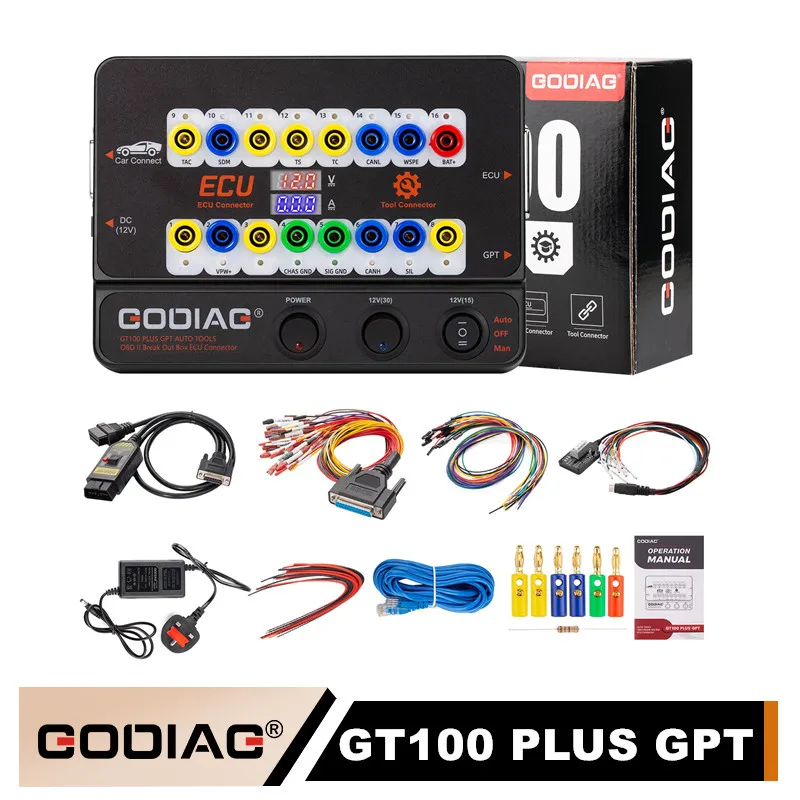 

GODIAG GT100 PLUS GPT ENET DOIP 12V-24V Автомобильный диагностический инструмент OBD II, разветвитель, разъем ЭБУ