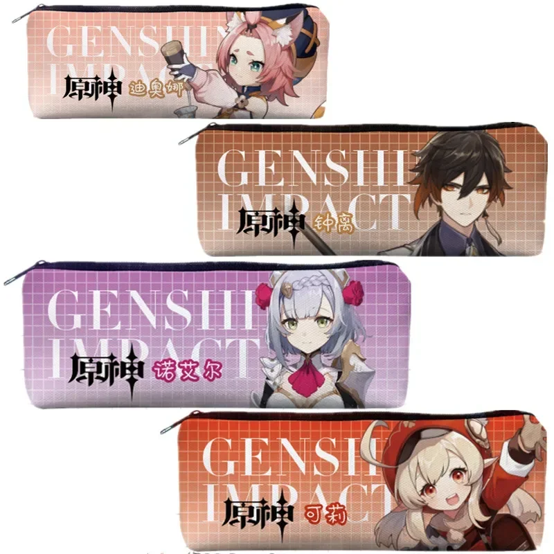 Game Pencil Bag Cosplay Anime Keqing Diluc Tartaglia Cartoon Pen Case Boys Girls Stationery Bags Fans Gift