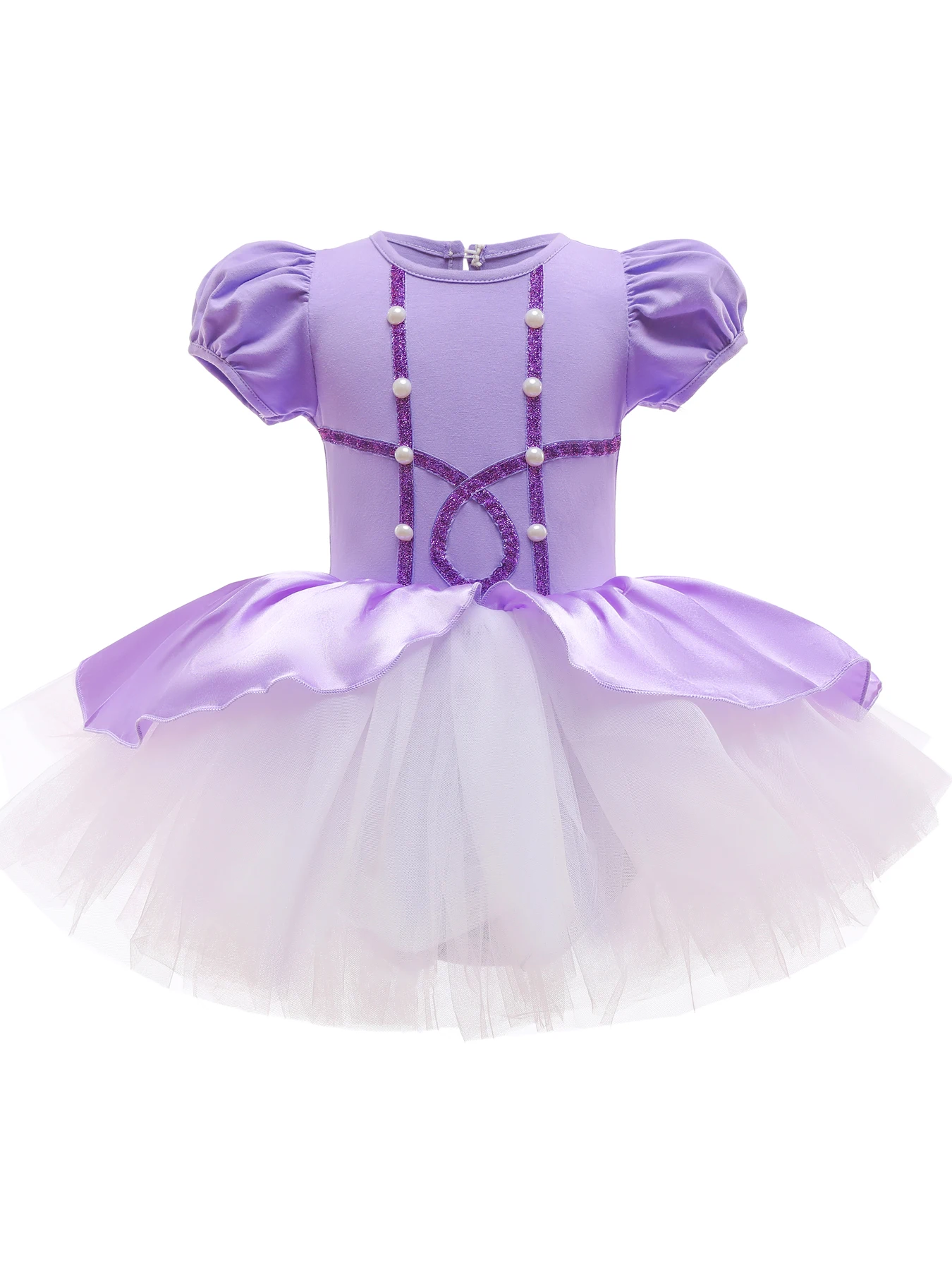 

Toddler Little Girls Sofia Tutu Dress Ballerina Dance Costume Outfit with Tulle Skirt Purple Color Dancewear for Kids