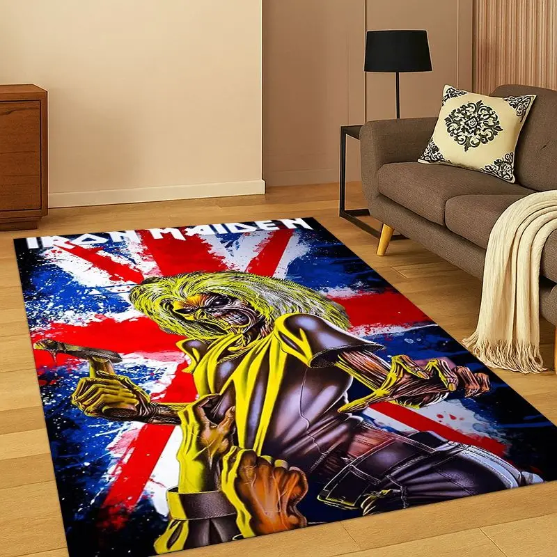 Retro I-Iron Maiden Metal Band Living Room Non-Slip Area Rug Soft Carpet for Bedroom  Playroom Sofa,Home Decor Doormat Gift