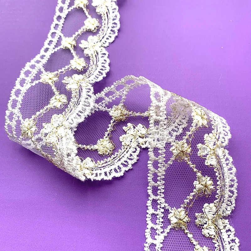 مجموعة من 2 م/6.56 قدم ، كبيرة وواسعة ، تطريز دانتيل ، زخرفة زهور ، إكسسوارات ستائر ، مصنوعة يدويًا ، أشرطة حرفية ، فستان #5