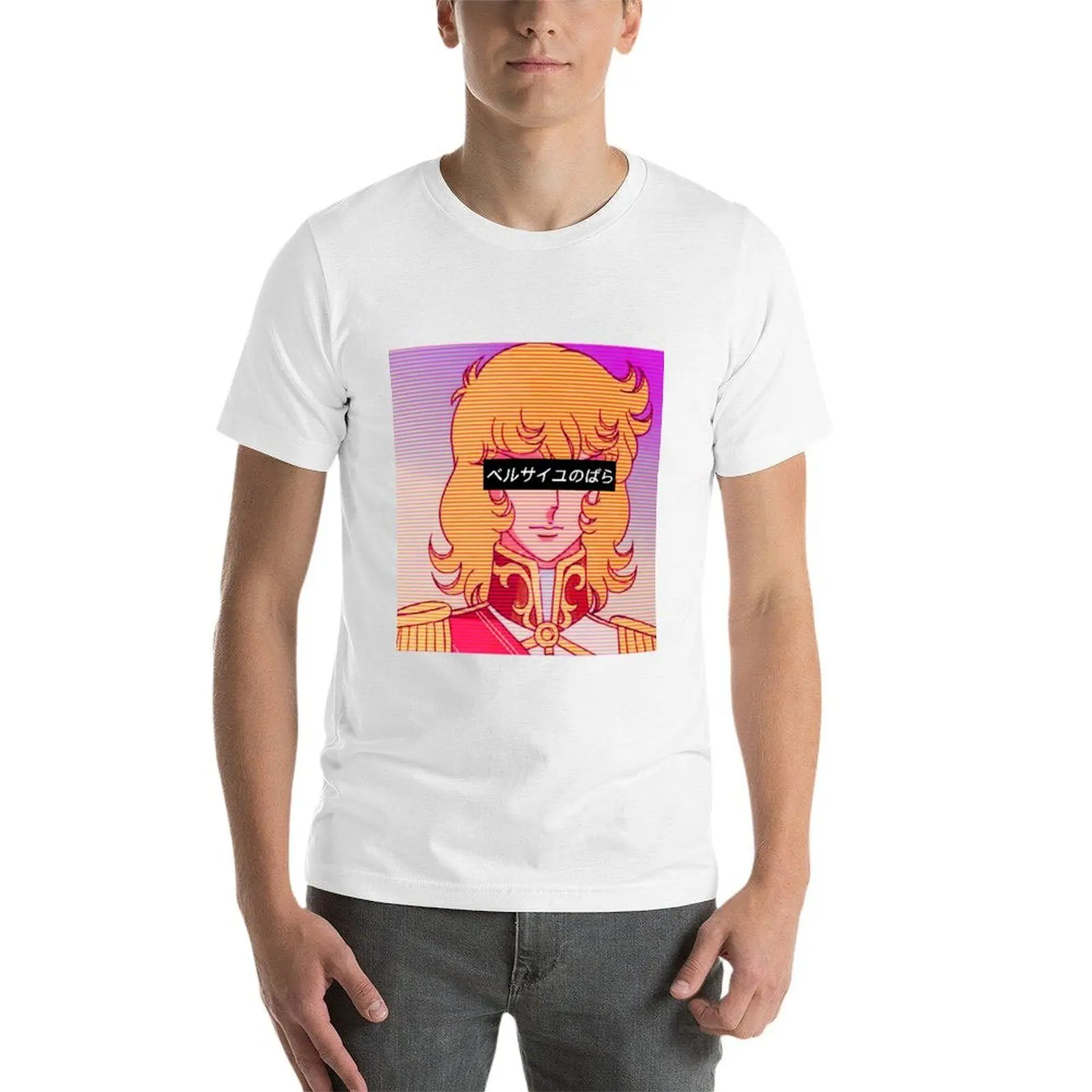 تي شيرت Rose Of Versailles Vapor Wave Fan Art تي شيرت رجالي برسوم جرافيك تي شيرت رجالي كاجوال