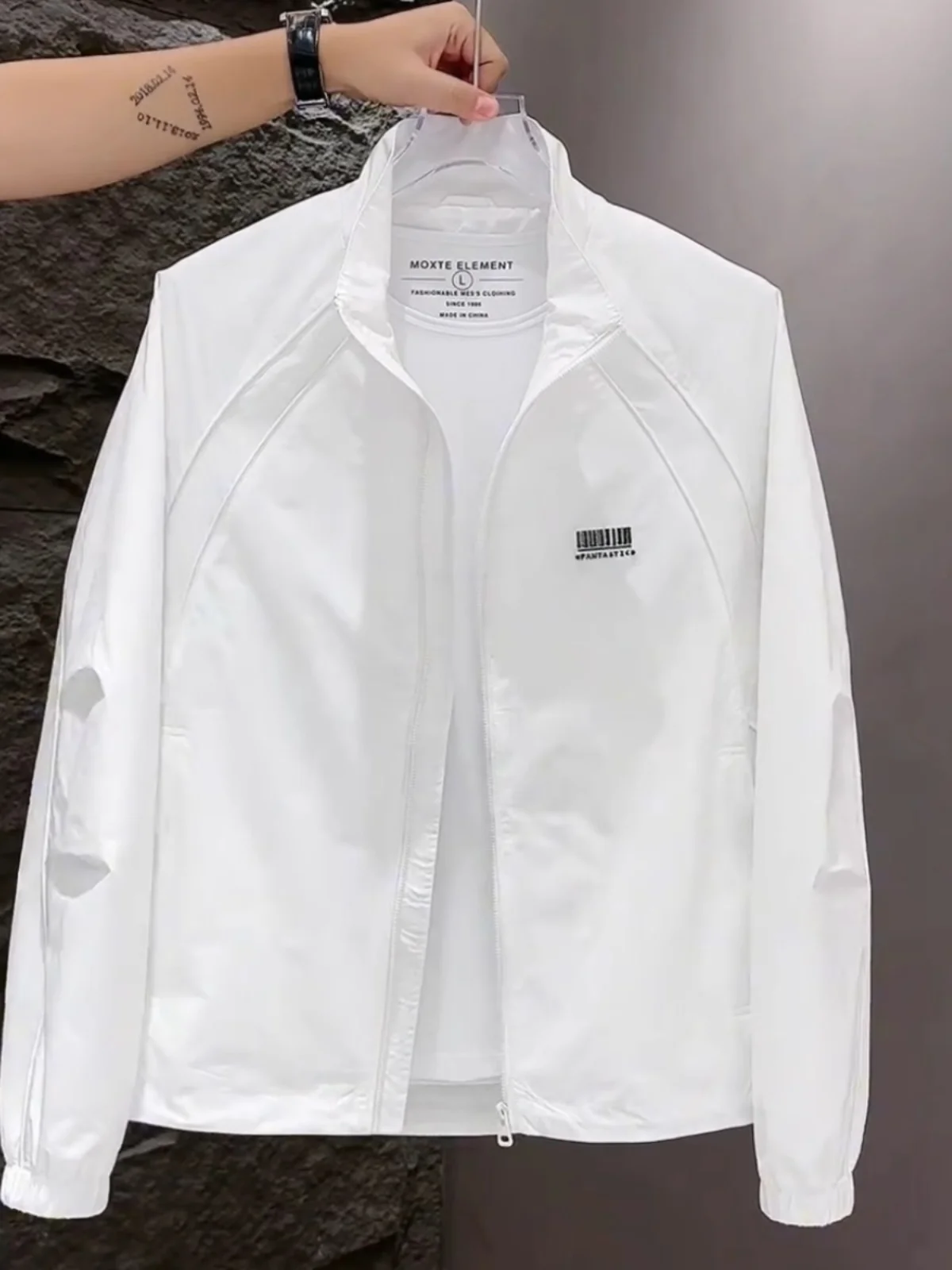 

Casual Sle Men's Jaet with High-End Faion Spring Autumn New Model Youth ular Pure Color Zipper Closure Workwear