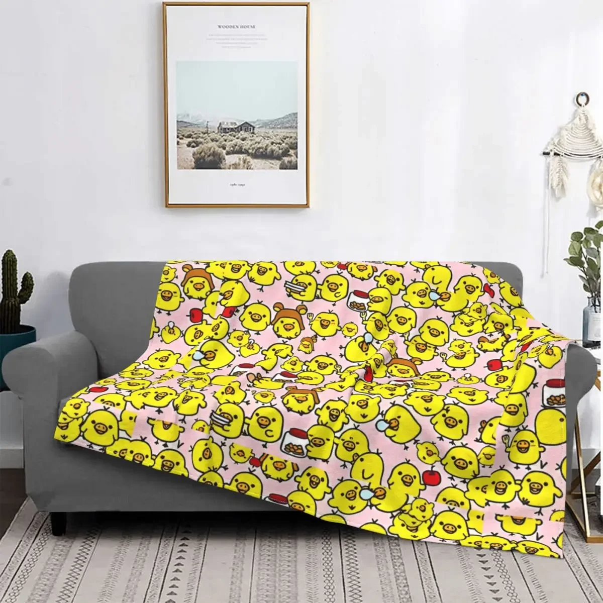 Cute Kiiroitori Cute Bear Rilakkuma Blanket Fleece Winter Portable Soft Throw Blanket for Sofa Outdoor Bedspreads