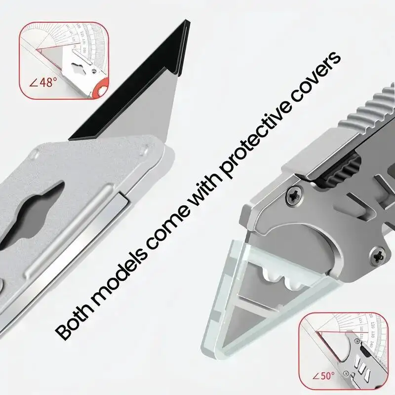 Folding Utility Knife Replaceable Blade Cutter for Cable Cartons Cardboard Boxes Sharp Durable with Safety Lock Easy Blade Chang image 5