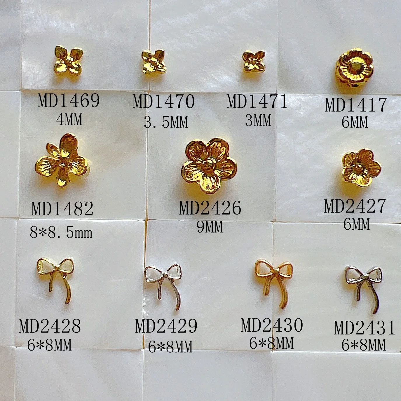 10pcs/bag Nail Art Metal 3D Charms Flowers Bow Design Charm Nail Art Decoration